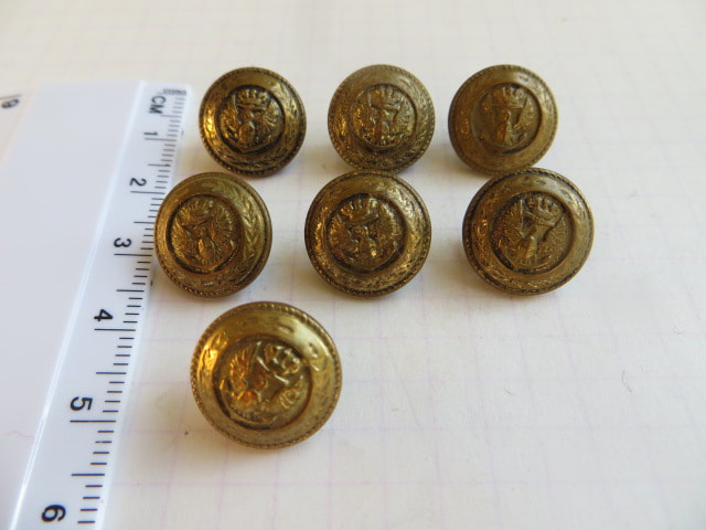 France Imperial Naval 13mm Gilt Brass Buttons - x 7